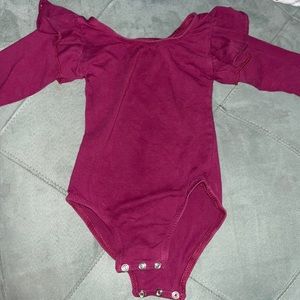 Burgundy one piece with ruffle shoulders 6-12 months
